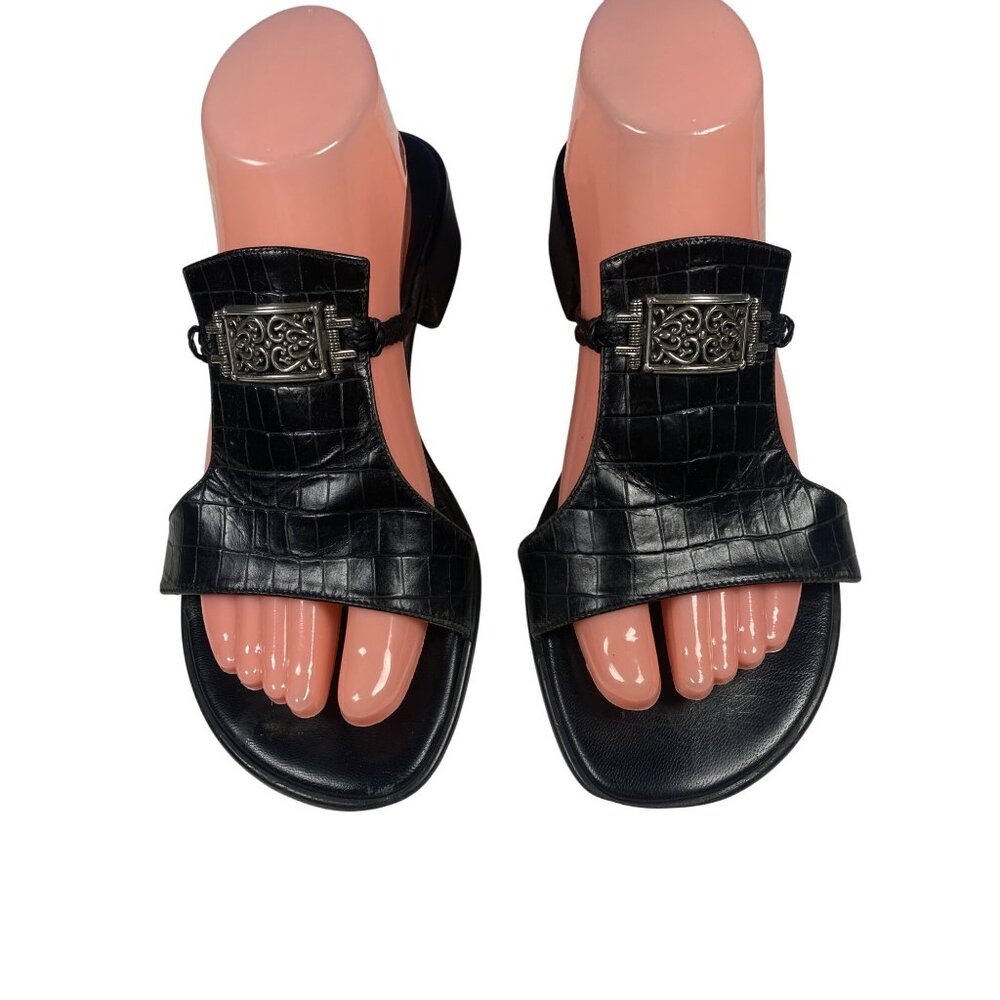 Brighton Mavis Slide Sandal in Black Crocodile Women's 10 - Picture 3 of 14